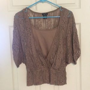 Rue 21, tan lace blouse